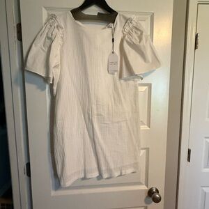 English Factory White Ruffled Short Sleeve Blouse